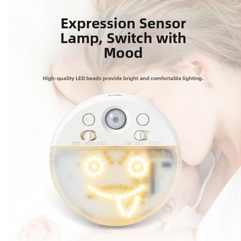 Kreativna pametna noćna lampa sa senzorom pokreta, kružna dekorativna emoji lampa s magnetskim punjenjem