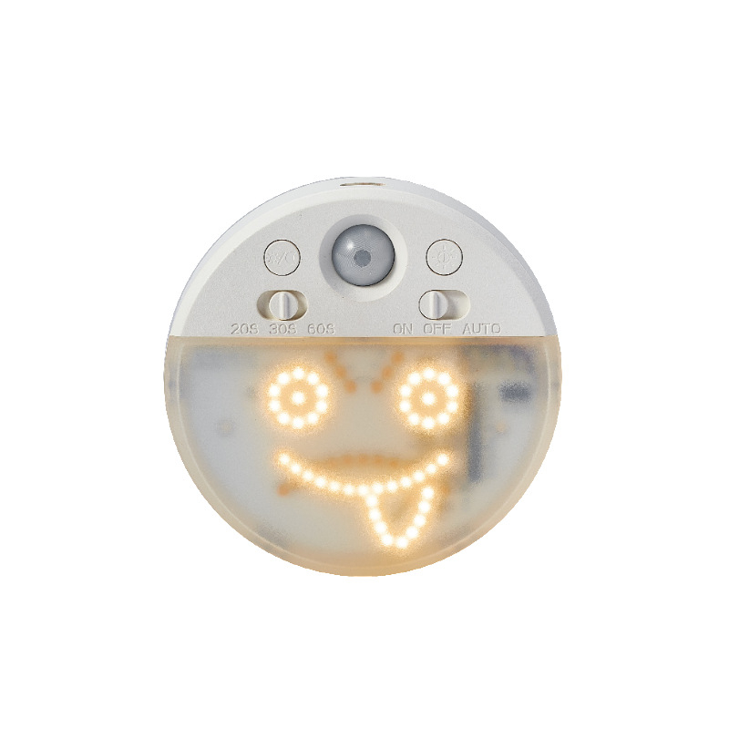 Kreativna pametna noćna lampa sa senzorom pokreta, kružna dekorativna emoji lampa s magnetskim punjenjem