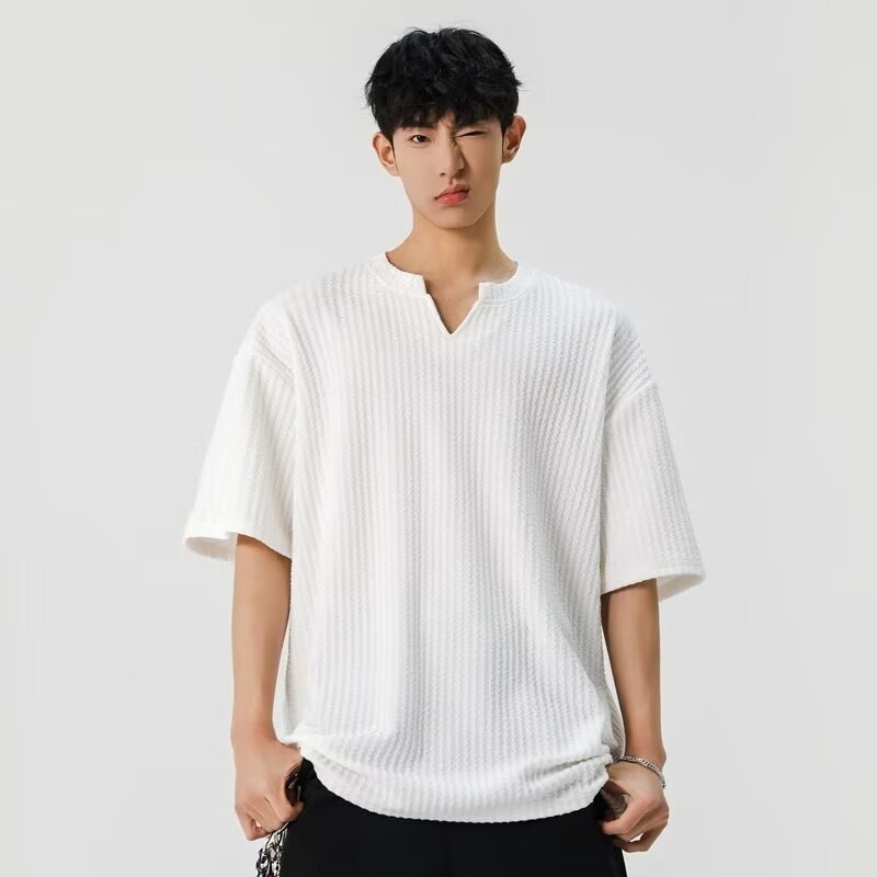 Muška ljetna majica s V-izrezom, kratkim rukavima, američki stil, casual