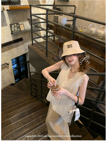 Aaaaxbbb Bourbon Whiskey Tencel-Linen Čipka Bez Rukava s V-izrezom, Ležerno krojene