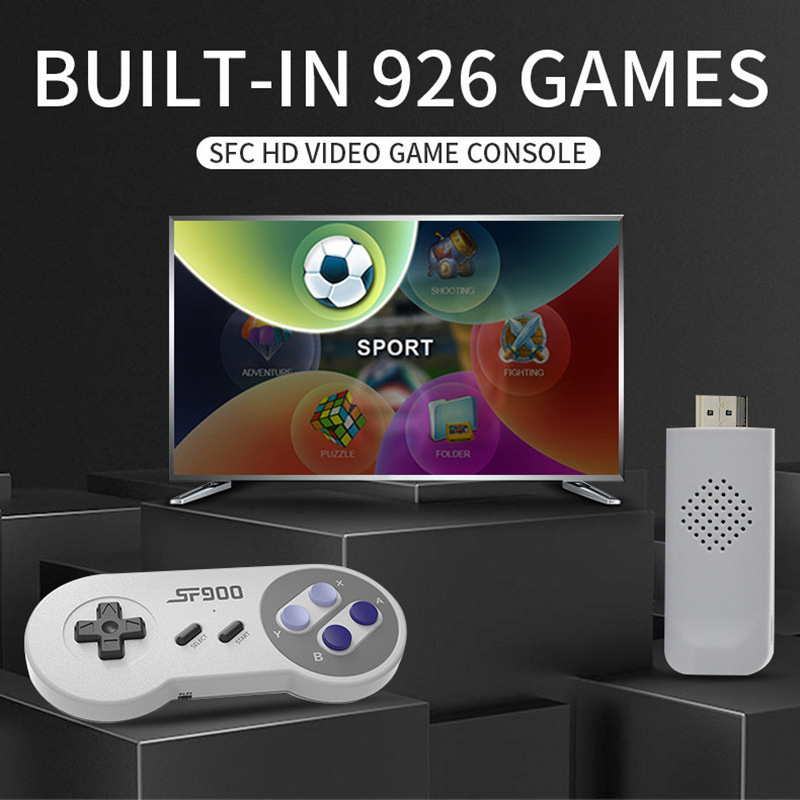 SF900 Vezeték nélküli retro játékkonzol két játékos számára, HDMI kimenet a tévéhez, 926 beépített játékkal