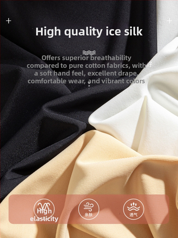 Γυναικείες παντελόνες ασφαλείας από ice silk, καλοκαιρινές, λεπτές, κατάλληλες και για εξωτερική χρήση, χωρίς ραφές, μήκος capri, μεγέθη plus