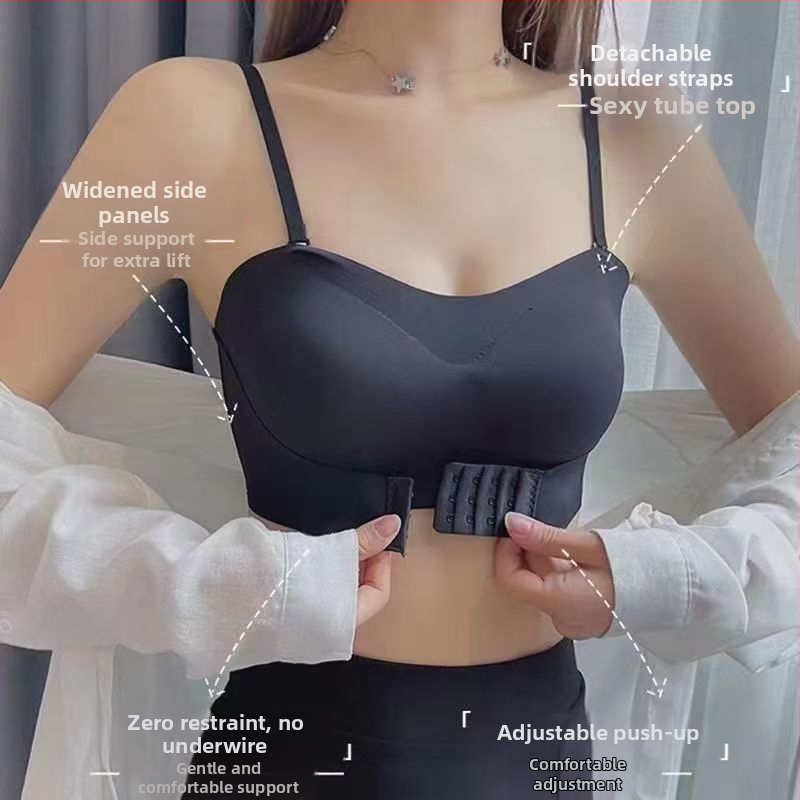 Sutien bez naramenica s prednjim zatvaranjem, bešivni, otporan na klizanje, bočno stezanje, wrap stil, bezšivne šavove, 3/4 košarica