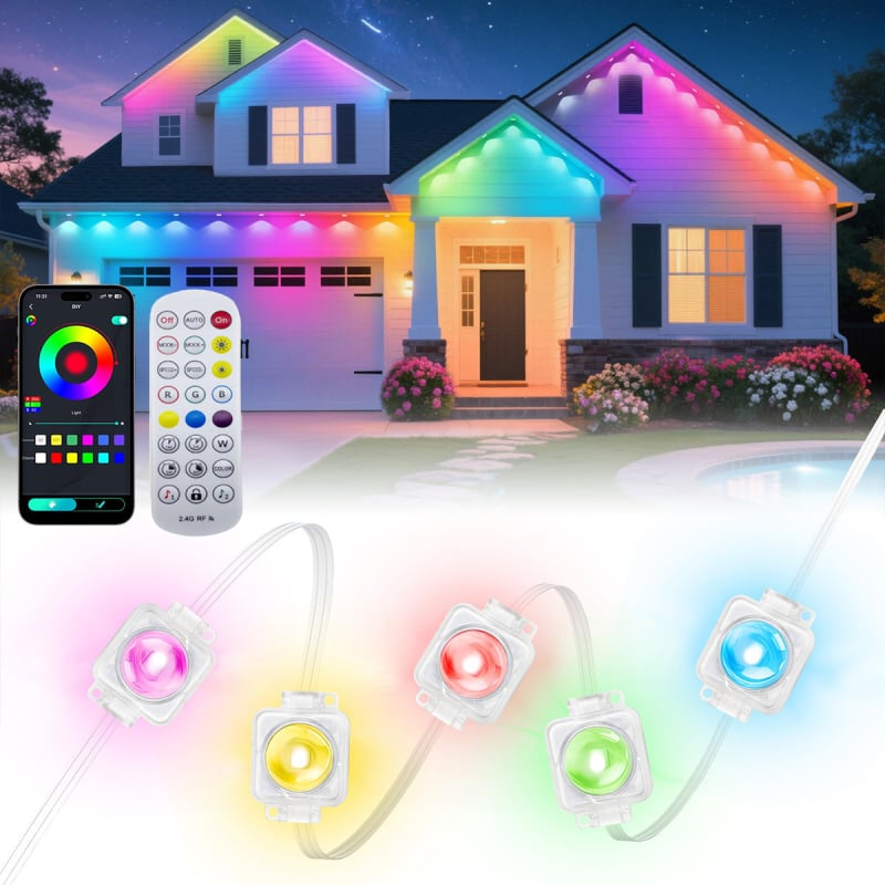RGB декоративна лампа за дворните стрехи, Bluetooth гласово управление, външно декоративно осветление