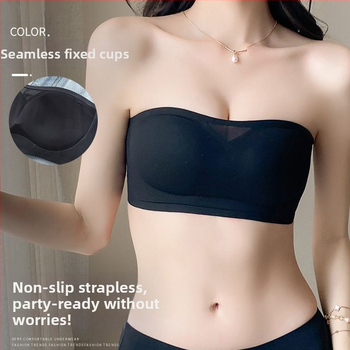 Ženski grudnjak bez naramenica, push-up, bez žice, bandeau stil, sprječava proziranje