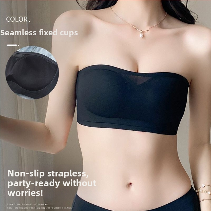 Ženski grudnjak bez naramenica, push-up, bez žice, bandeau stil, sprječava proziranje