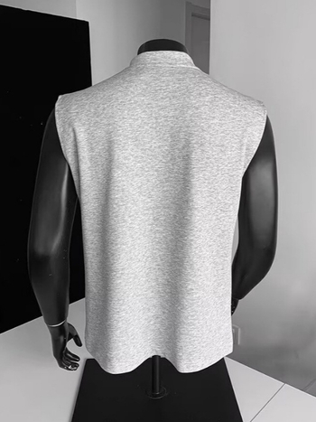 Unisex bezruk majica-vest s Henley ovratnikom za fitness, američki teški stil, hrabar izgled