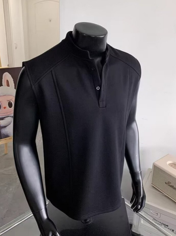 Unisex bezruk majica-vest s Henley ovratnikom za fitness, američki teški stil, hrabar izgled