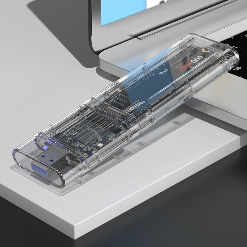 Vanjska kutija za SSD M.2 NVMe s prozirnim kućištem, USB 3.2, odvojiva