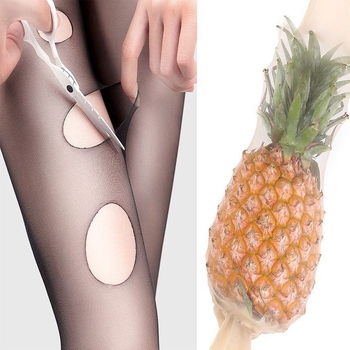 Hlačne čarape s ananas uzorkom, boja kože, tanke za proljeće i jesen, nevidljiv efekt, srednje debele