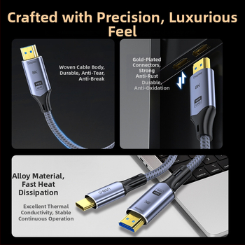Type-C HDMI kábel, 8K/60, telefonokhoz, számítógépekhez és televíziókhoz
