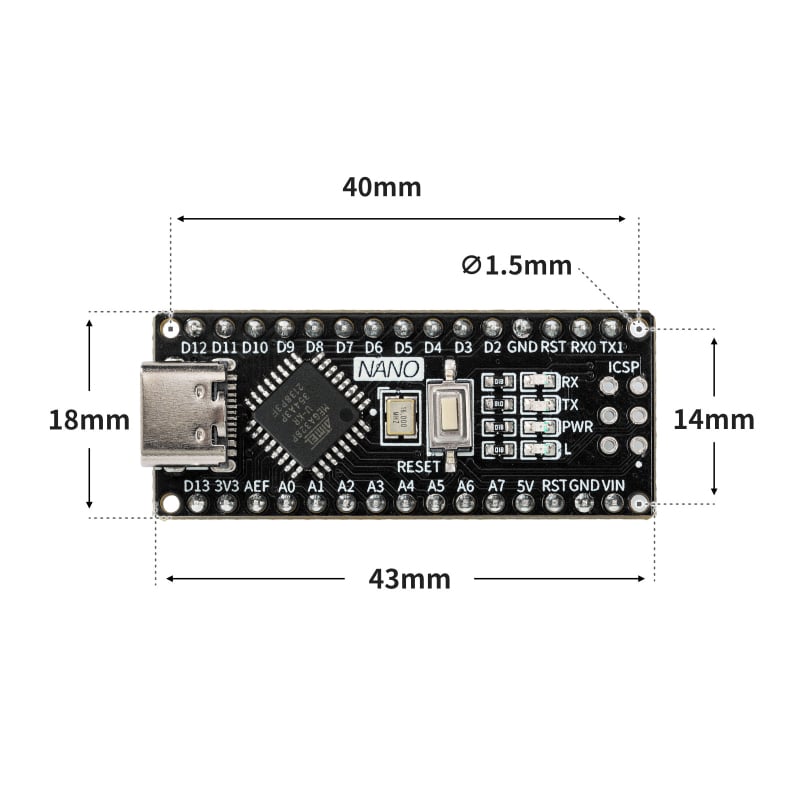 Kompatibilno s Arduino Nano razvojnom pločom, poboljšana verzija ATmega328P mikrokontrolera, ploča za početničko programiranje
