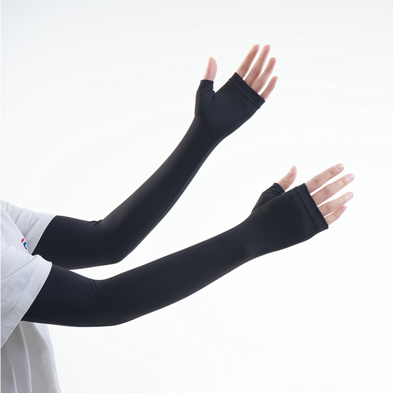 Manșon lung din Ice Silk pentru protecție solară, culoare solidă, pentru ciclism și condus