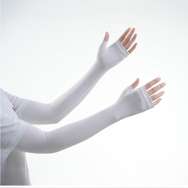 Manșon lung din Ice Silk pentru protecție solară, culoare solidă, pentru ciclism și condus