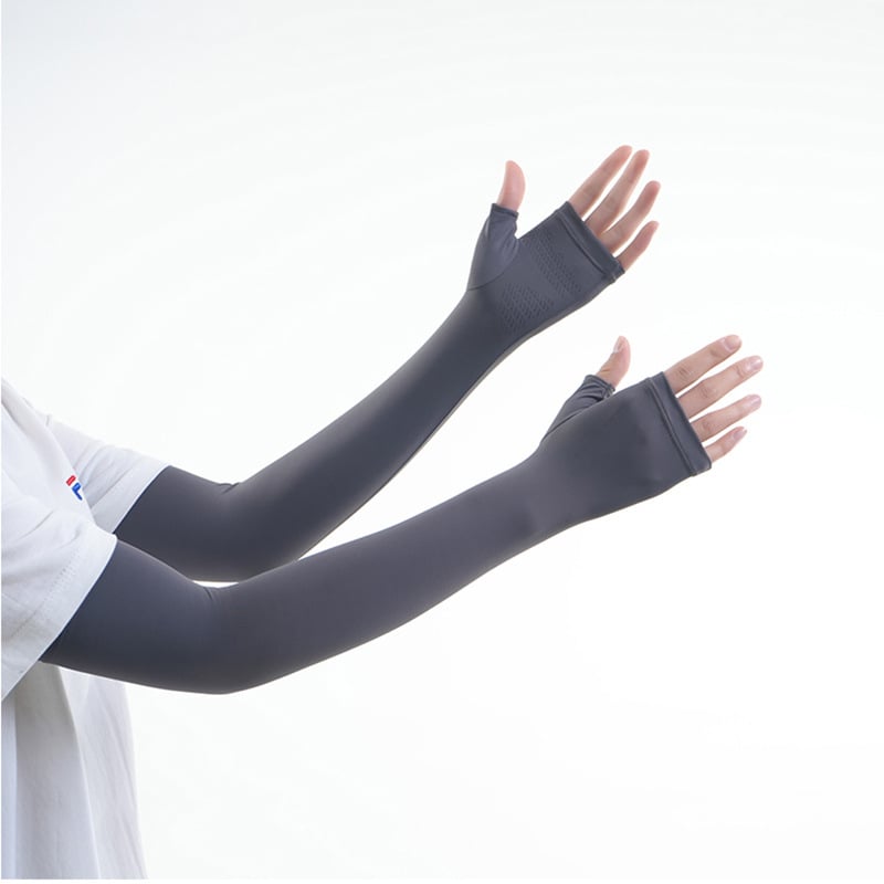 Manșon lung din Ice Silk pentru protecție solară, culoare solidă, pentru ciclism și condus
