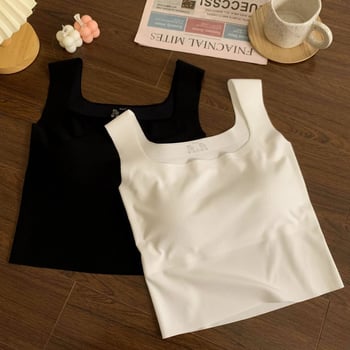 Bez rukava camisola s kvadratnim izrezom i jastučićima za prsa, Ice Silk tkanina, uski kroj