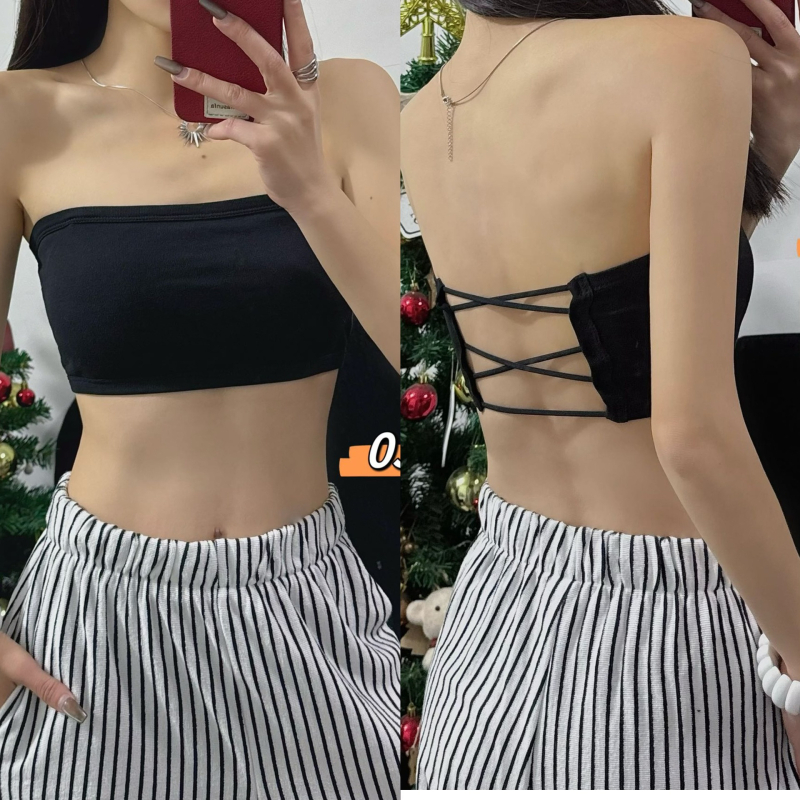031# Seksi top bez naramenica s prorezanim uzorkom i križnim leđima, proljeće-ljeto, novi model