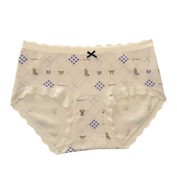 Ženske gaćice od pamuka, antibakterijske, retro školski stil, s produženim preponim dijelom i čipkastim rubom, plus veličina