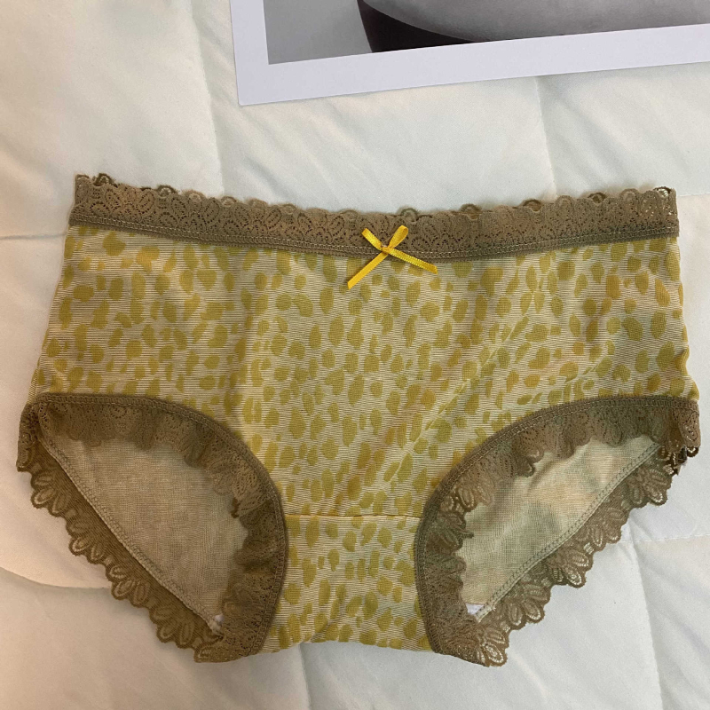 Ženske gaćice s leopard uzorkom od modalnog materijala, lagane, visoke elastičnosti, čipka, prozračne, srednje visine struka, bešavne, antibakterijske
