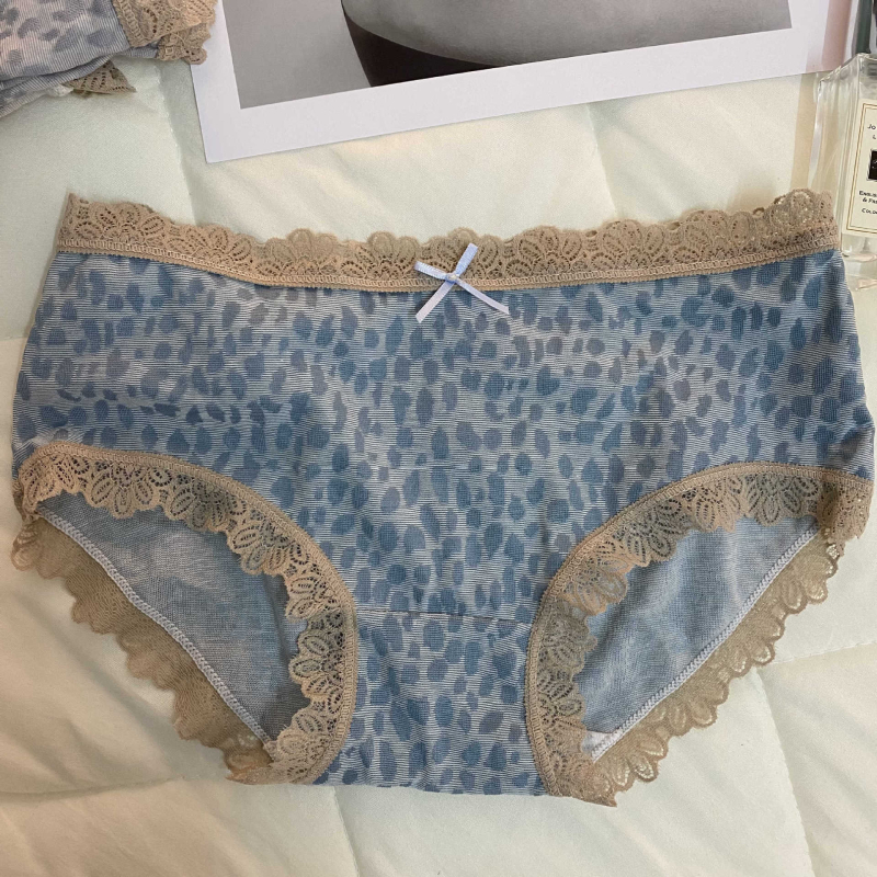 Ženske gaćice s leopard uzorkom od modalnog materijala, lagane, visoke elastičnosti, čipka, prozračne, srednje visine struka, bešavne, antibakterijske