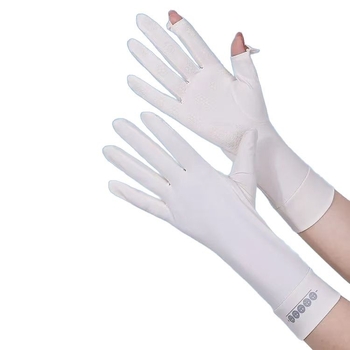 Női nyári napvédő kesztyűk, vékony, fél-ujjas, ice silk anyagból, csúszásmentes, vezetéshez és sporthoz