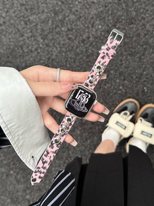 Kožni remen za Apple Watch S11 s leopard uzorkom i zvjezdanim motivom, 14 mm