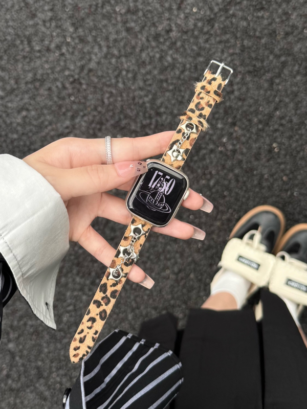 Kožni remen za Apple Watch S11 s leopard uzorkom i zvjezdanim motivom, 14 mm
