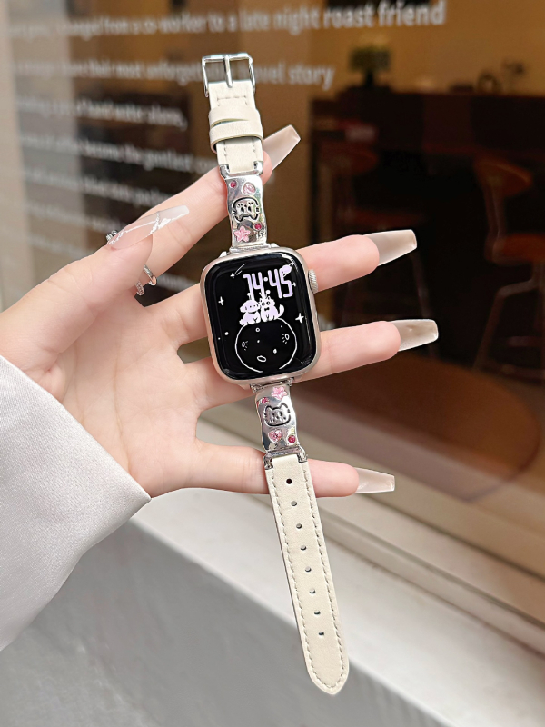 Denim narukvica za Apple Watch s motivom mačića i šteneta, 14 mm, kopča s iglom