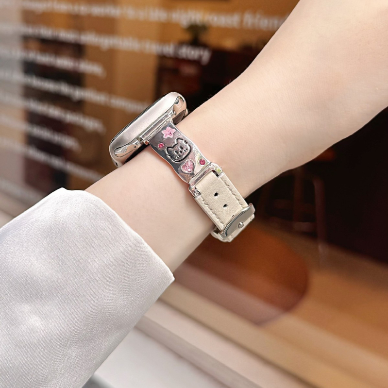 Denim narukvica za Apple Watch s motivom mačića i šteneta, 14 mm, kopča s iglom