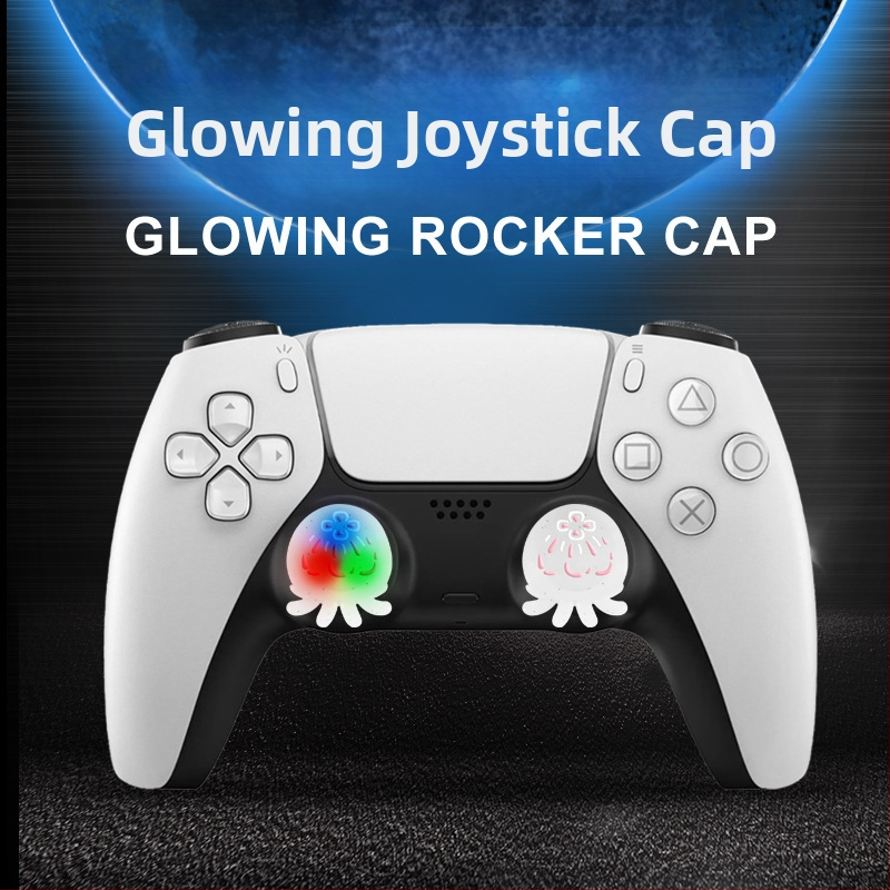 Svetlé krytky joystickov pre PS5/PS4, silikónové krytky s trojfarebným LED podsvietením, krytky tlačidiel Xbox/Switch Pro ovládača