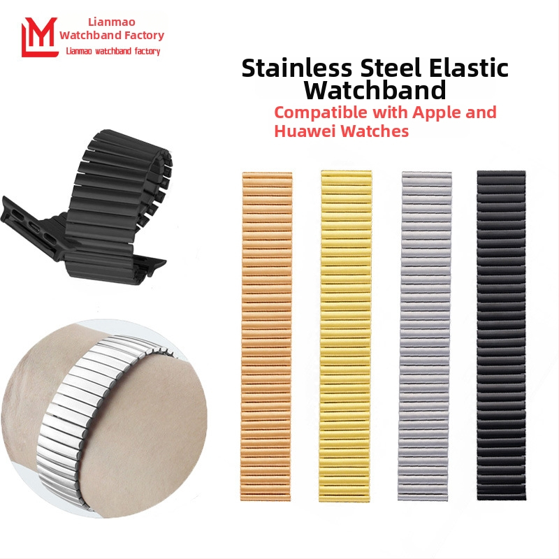 Nerezová oceľová elastická remienok na hodinky, 22 mm, kompatibilný s Apple Watch, Huawei a Samsung