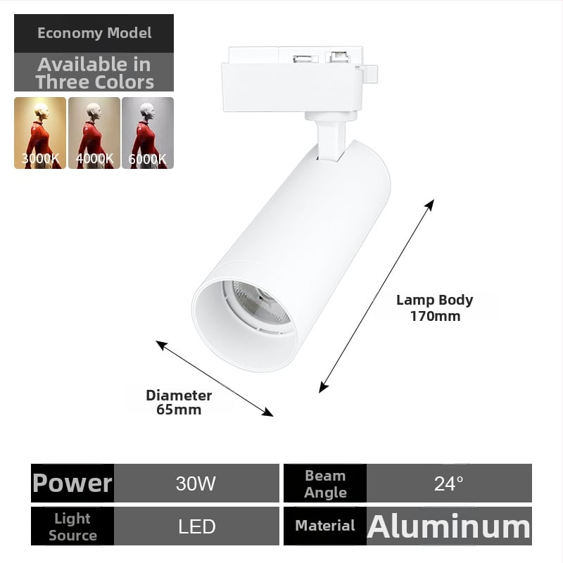 LED φωτιστικά ράγας για κατάστημα ρούχων, CRI 95 υψηλό, COB LED, αλουμινένιο σώμα, 220V, χειροκίνητος διακόπτης