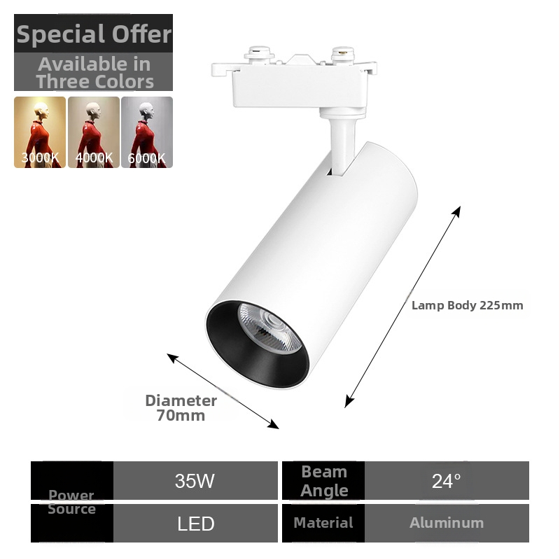 LED φωτιστικά ράγας για κατάστημα ρούχων, CRI 95 υψηλό, COB LED, αλουμινένιο σώμα, 220V, χειροκίνητος διακόπτης
