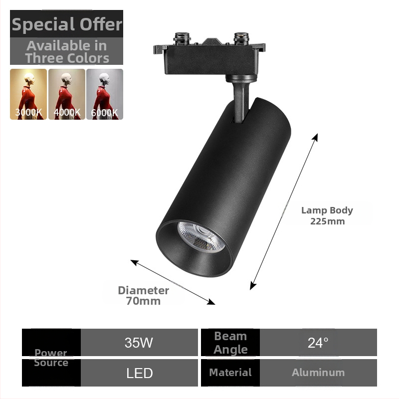 LED φωτιστικά ράγας για κατάστημα ρούχων, CRI 95 υψηλό, COB LED, αλουμινένιο σώμα, 220V, χειροκίνητος διακόπτης