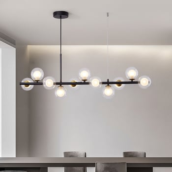 Dizajnový reštaurčný luster, postmoderný minimalistický, dlhý sklenený luster v škandinávskom štýle