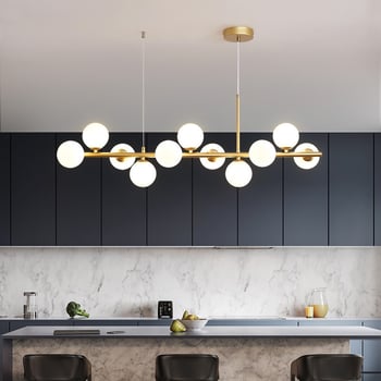 Dizajnový reštaurčný luster, postmoderný minimalistický, dlhý sklenený luster v škandinávskom štýle