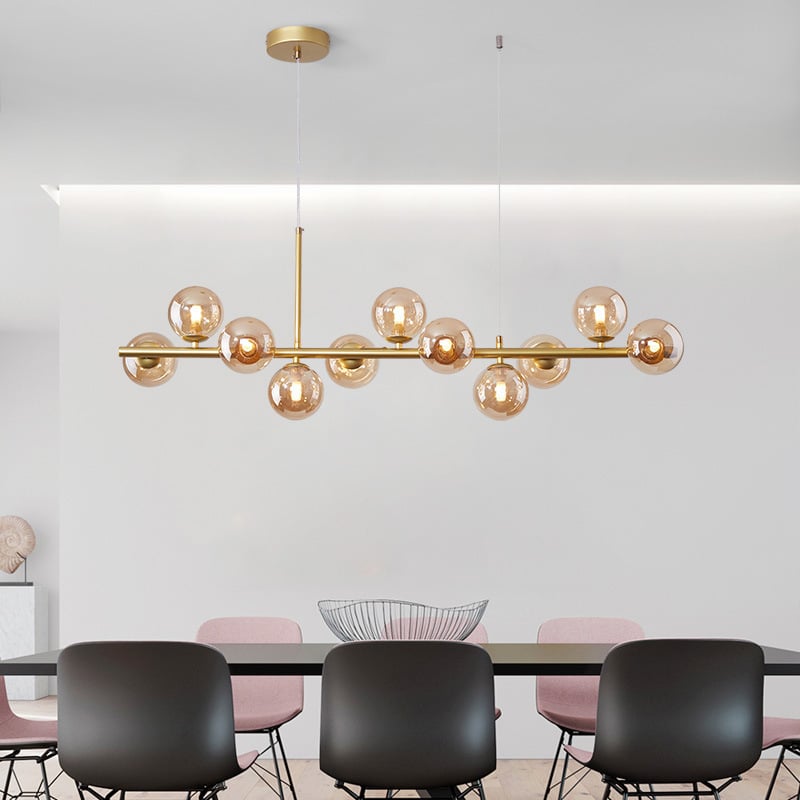Dizajnový reštaurčný luster, postmoderný minimalistický, dlhý sklenený luster v škandinávskom štýle