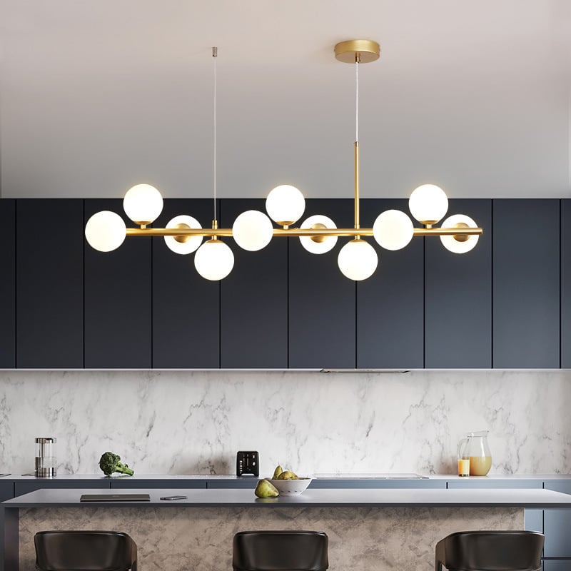 Dizajnový reštaurčný luster, postmoderný minimalistický, dlhý sklenený luster v škandinávskom štýle