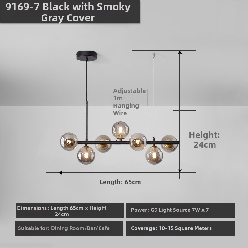 Dizajnový reštaurčný luster, postmoderný minimalistický, dlhý sklenený luster v škandinávskom štýle