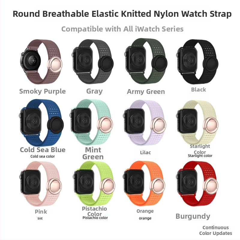 Pletený magnetický nylonový remienok pre Apple Watch Series, 170 mm, kompatibilný s iWatch S10