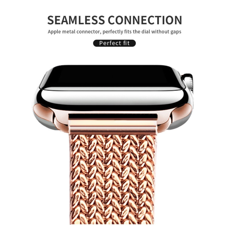 Apple Watch Series 11-hez, modelljei 10/9-hez fém óraszíj, búzaszem motívummal és karcsú fazon, női változat