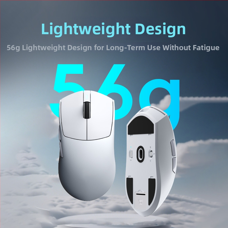Bluetooth tri režimová ľahká herná myš pre súťažné kategórie PAW3395 PAW3311 prispôsobiteľná