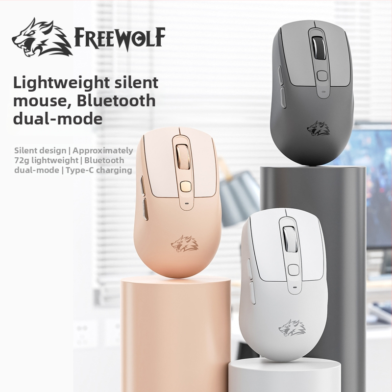 Liberty Wolf A3 bezdrôtová myš Bluetooth s dvojrežimom, nabíjateľná, pre domáce kancelárske a herné použitie, kompatibilná s notebookom