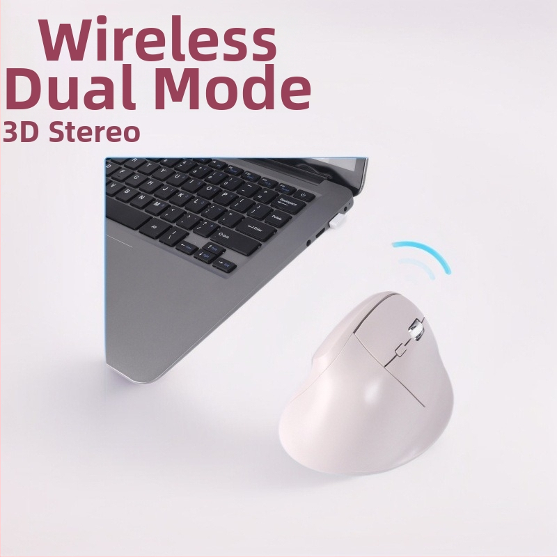 Ergonomická bezdrôtová vertikálna myš s dvojmódovou prevádzkou, tichá prevádzka, pohodlný úchop pre kancelárske použitie, Bluetooth
