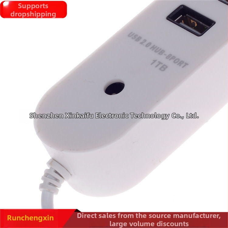 Dlhý USB 2.0 hub s 8 portami, viacfunkčný