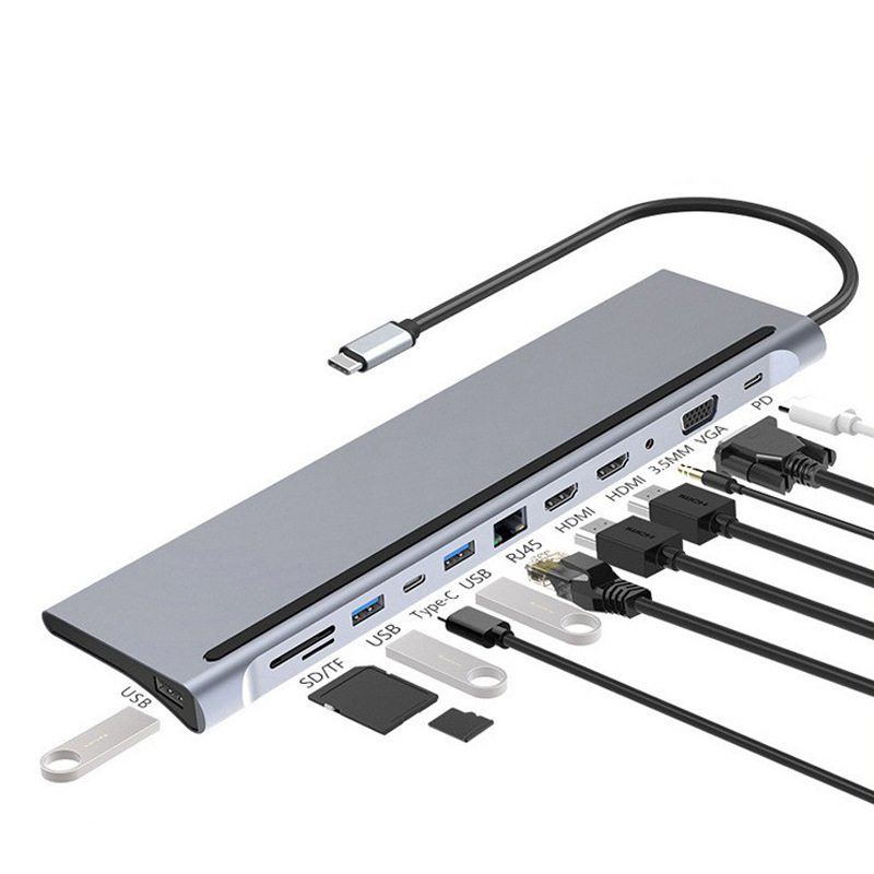 USB 3.0 dvostruki HDMI MST višenamjenski docking station za notebook Type-C 12-u-1 hub