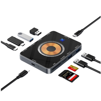 USB-C dokovacia stanica s bezdrôtovým nabíjaním 15W, 10-v-1 multi-funkčný HUB