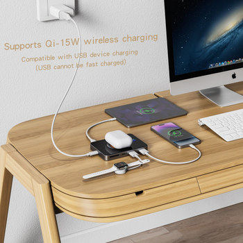 USB-C dokovacia stanica s bezdrôtovým nabíjaním 15W, 10-v-1 multi-funkčný HUB