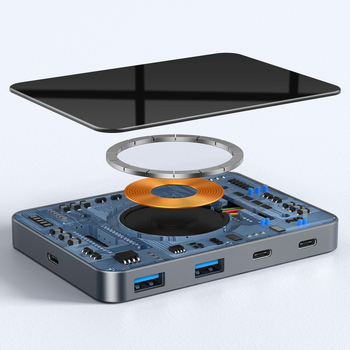 USB-C dokovacia stanica s bezdrôtovým nabíjaním 15W, 10-v-1 multi-funkčný HUB