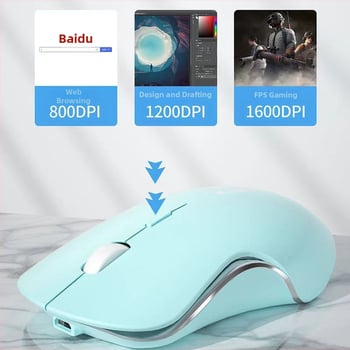 Tichá bezdrôtová myš, dobíjateľná, Bluetooth a 2.4G dvojmódové pripojenie, farba Morandi Macaron, na hranie a do kancelárie